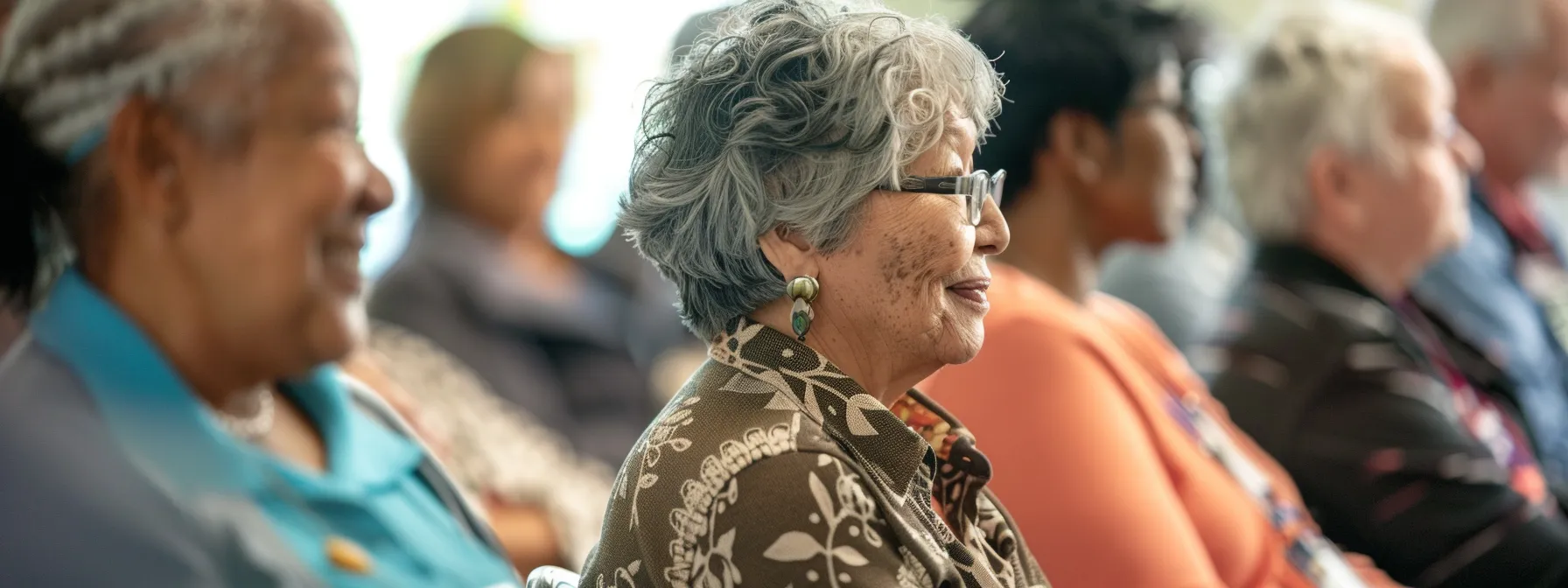 a diverse group of seniors attending a medicare workshop surrounded by educational materials and medicare advocates offering assistance.